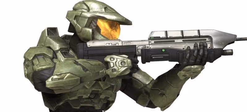 Master Chief holding the MA5C assault rifle