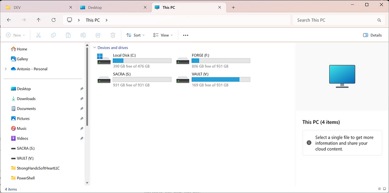 Screenshot of Hard Drive Space